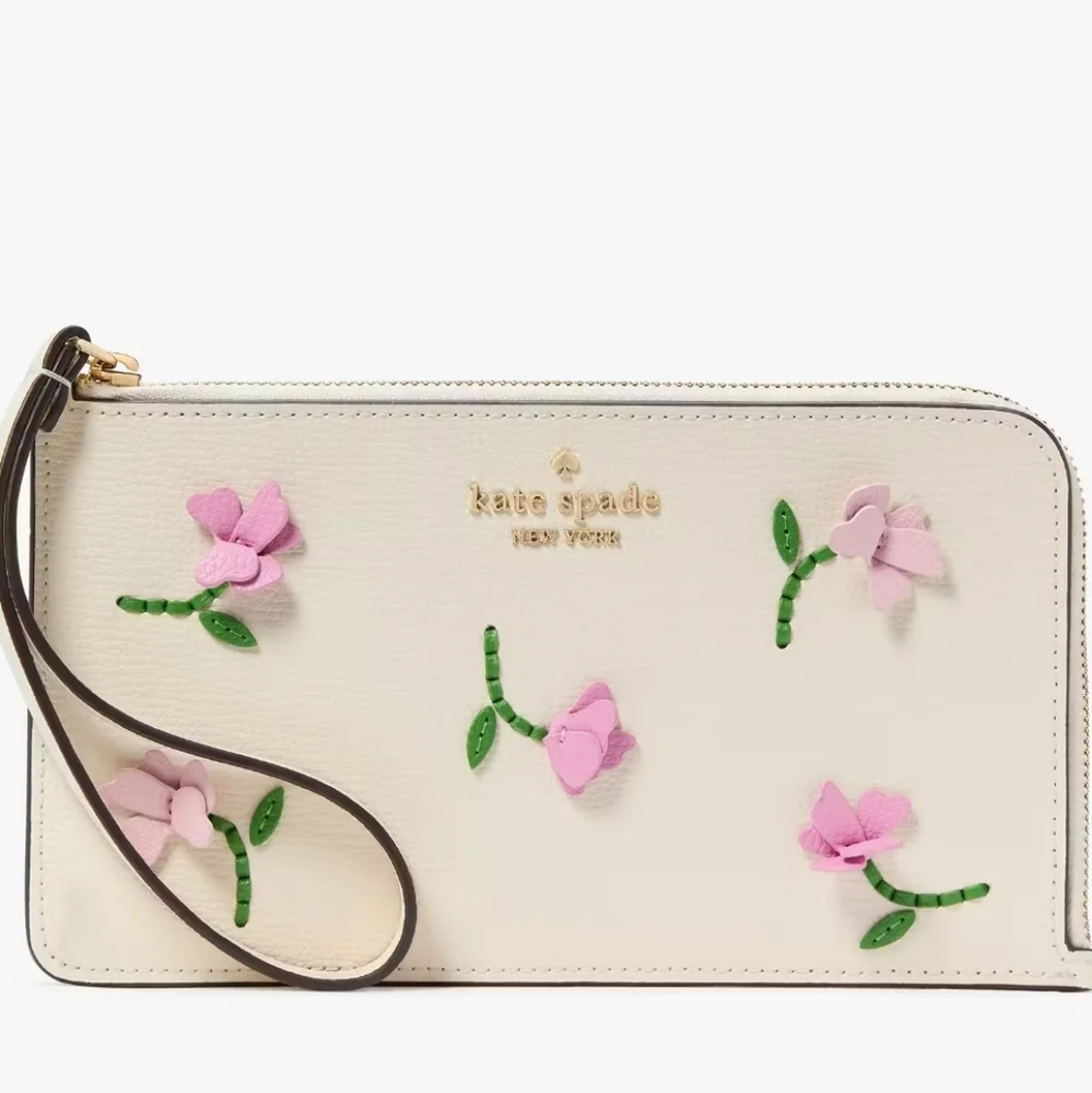 Kate Spade Lucy Applique Medium L-Zip Wristlet